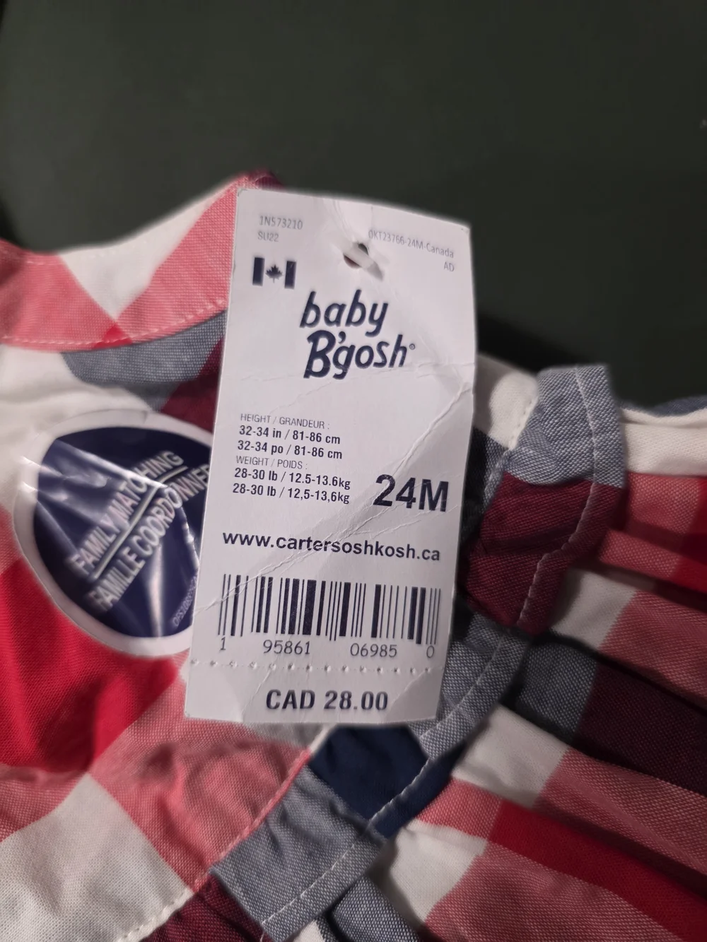 OshKosh B'gosh Red, Navy & White Plaid Sundress